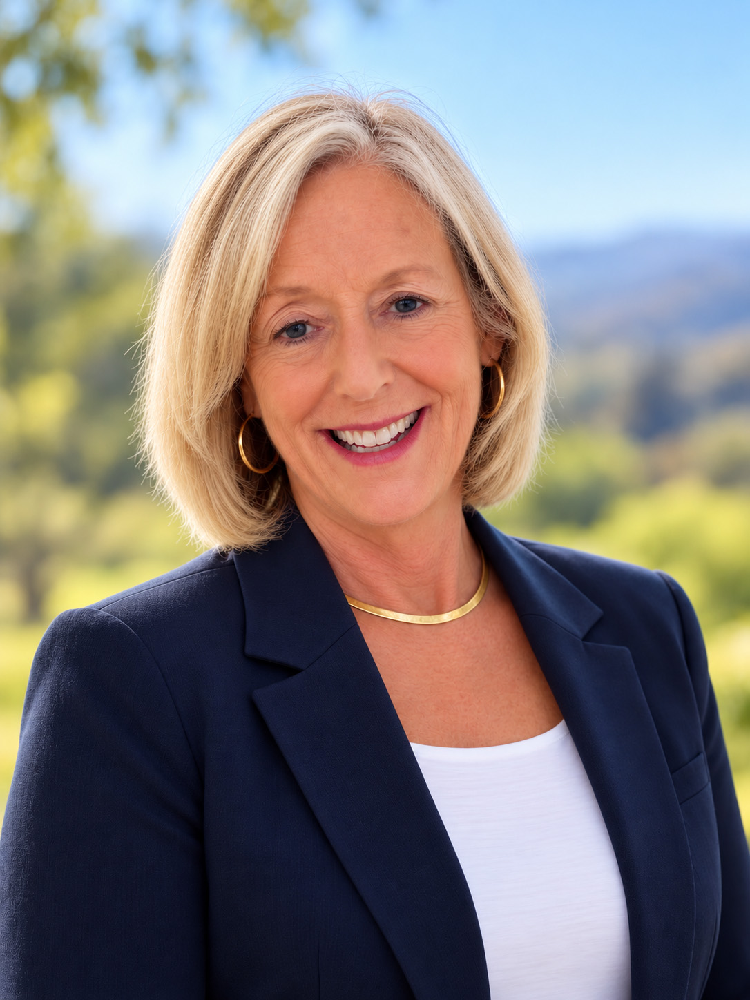 Dr. Gwen Morse wearing a navy jacket, outdoors
